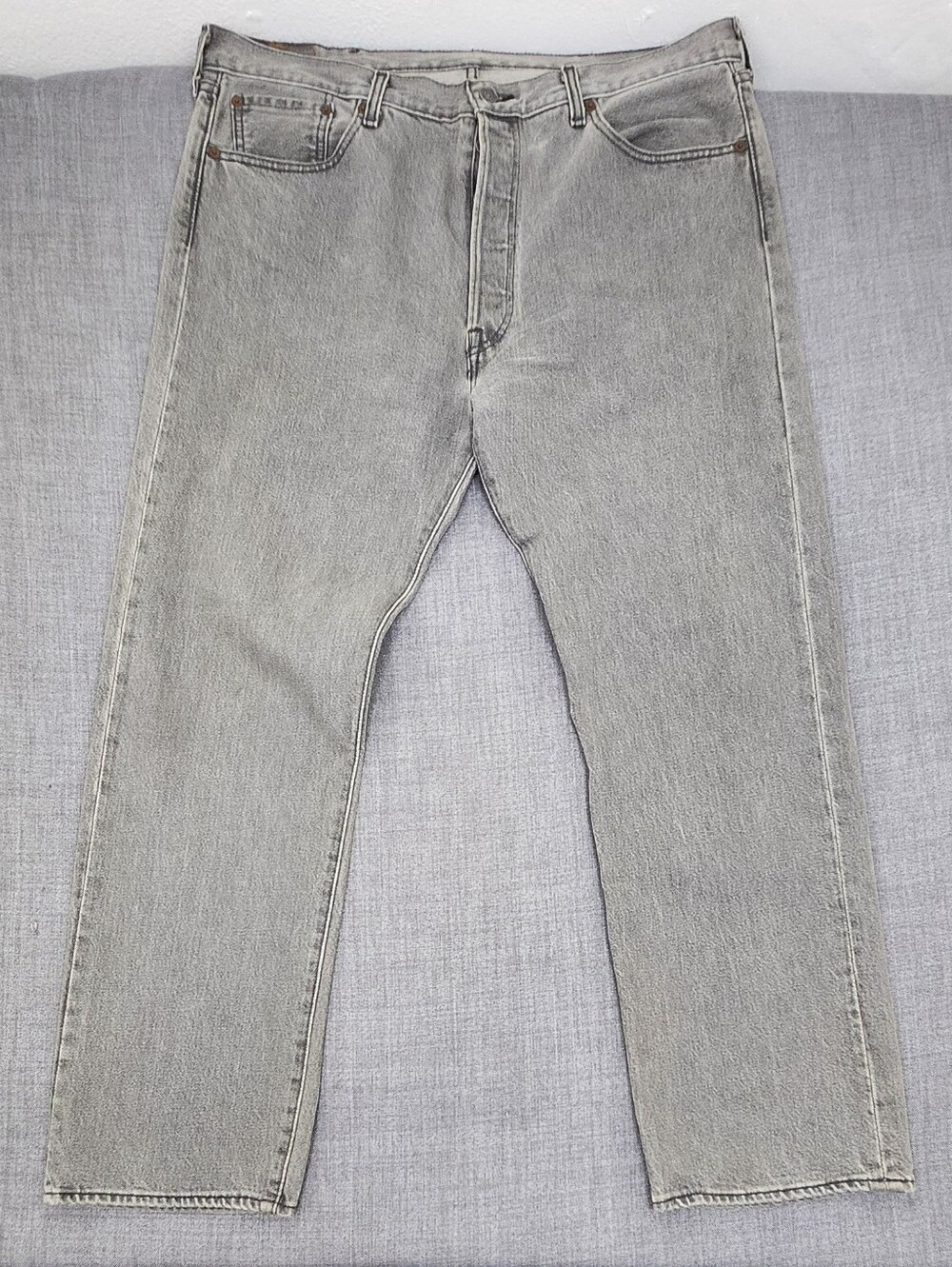Levi's 501 Button Fly Grey Denim Jeans.  38 × 30